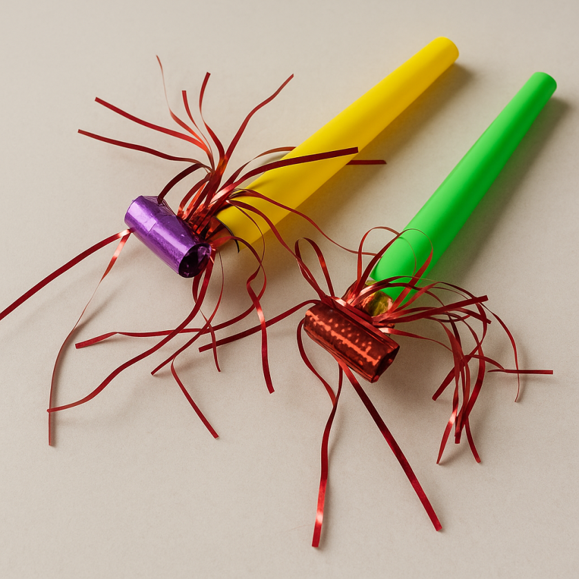 Парти свирки - цветни - с ресни - 12 бр.