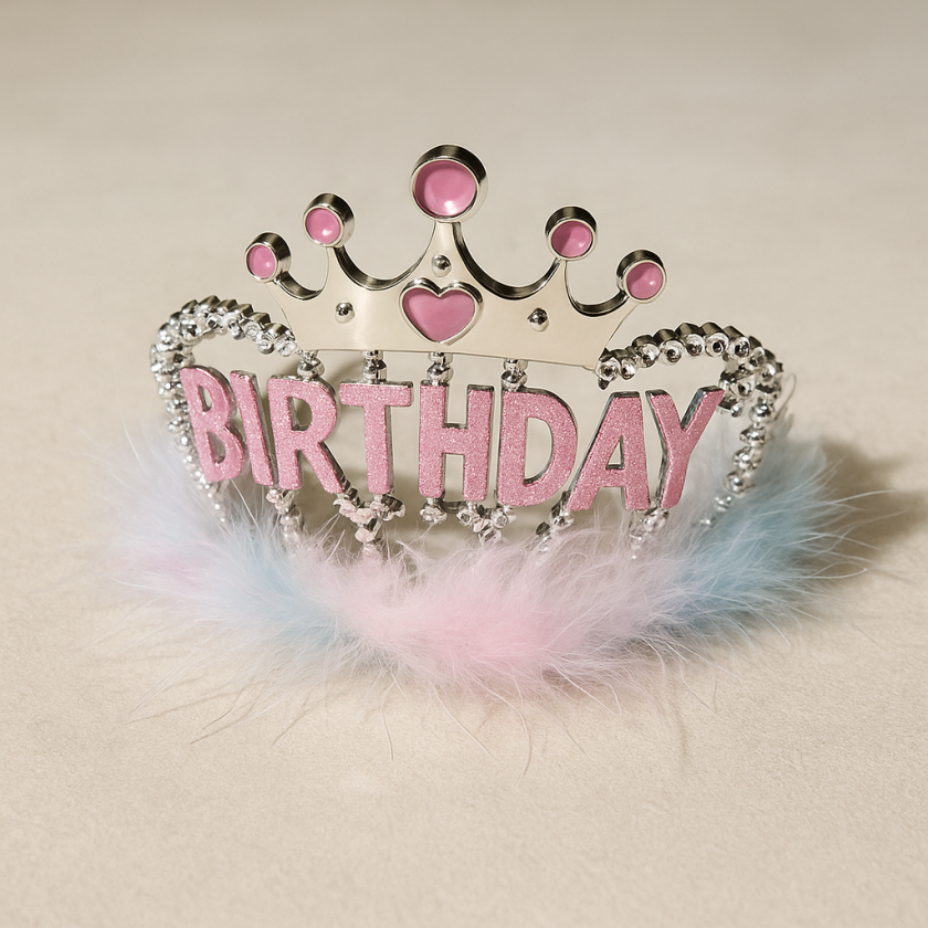 Парти корона - сребриста - Birthday princess