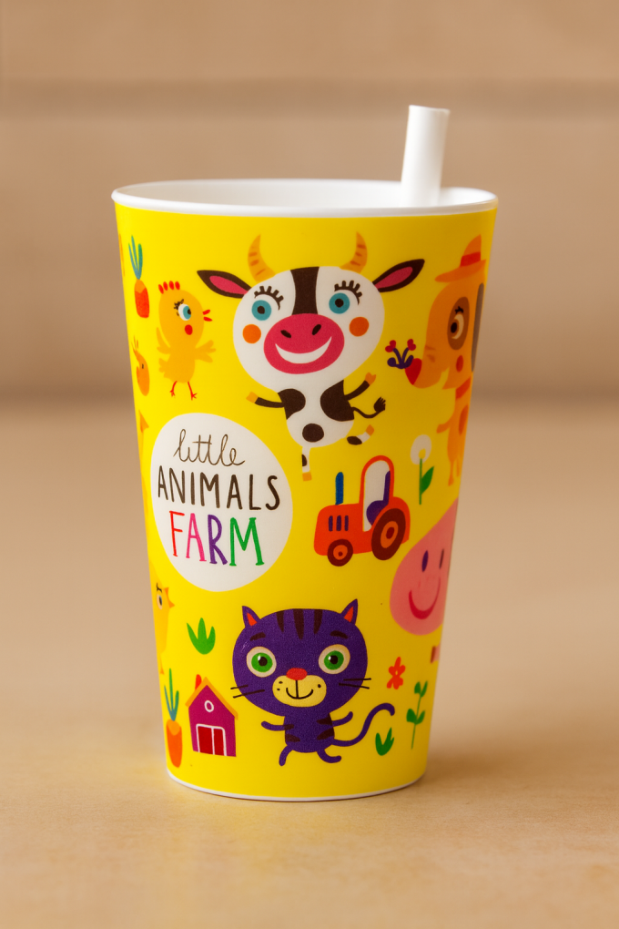 Чаша със сламка Ферма - 400 мл.