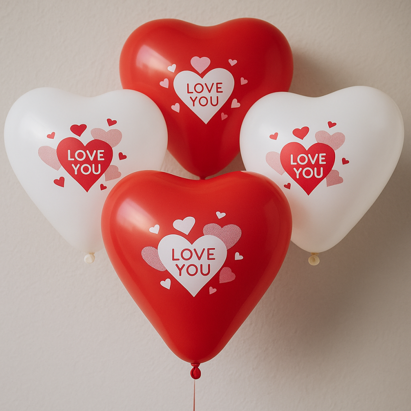 Парти балони - сърца - LOVE YOU - 30 см. - 10 бр.