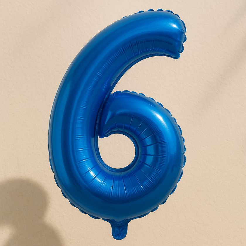 Парти балон - син - цифра 6 - 54 х 76 см.