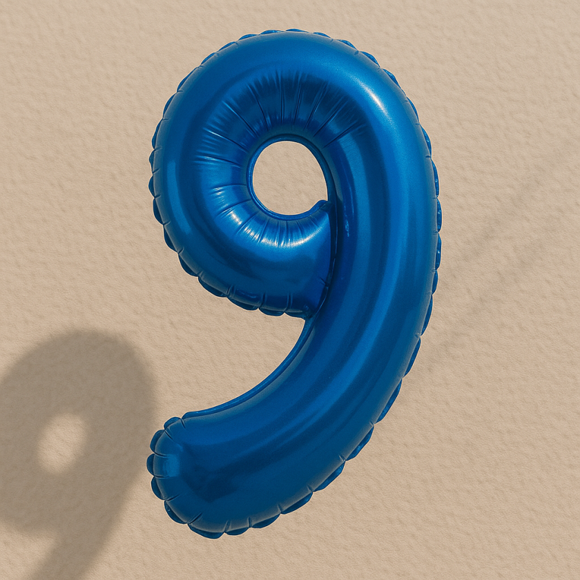Парти балон - син - цифра 9 - 48 х 76 см.