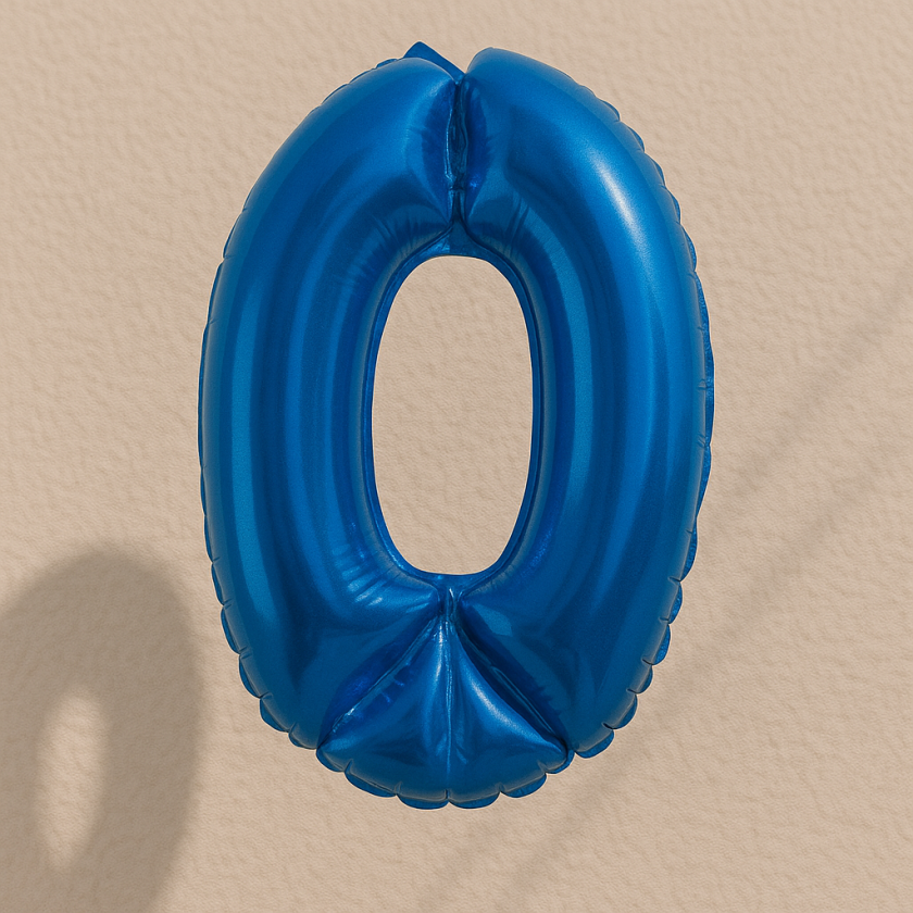Парти балон - син - цифра 0 - 54 х 76 см.