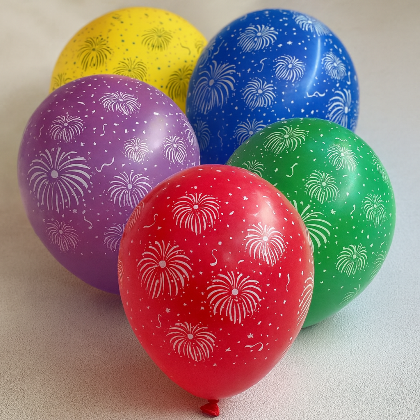 Парти балони - цветни - фойерверки - 30 см. - 20 бр.