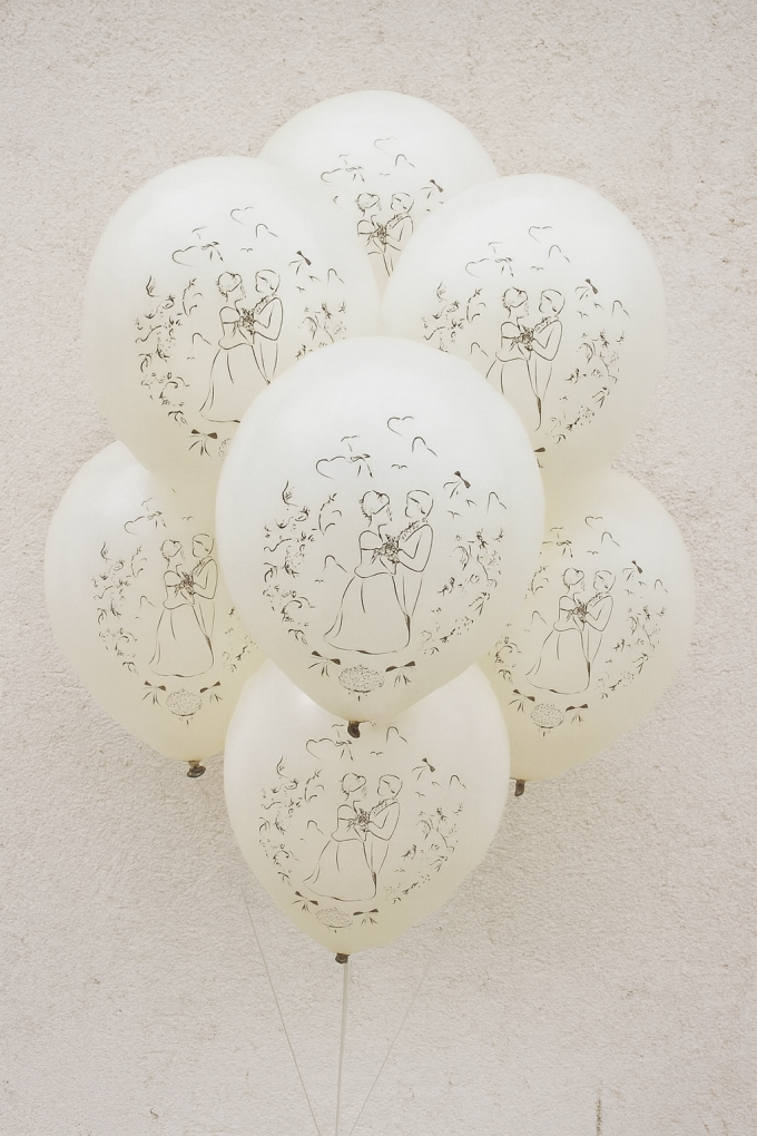 Парти балони - бели - младоженци - 30 см. - 10 бр.