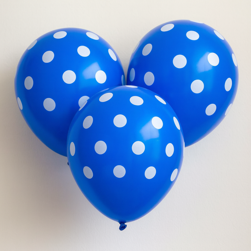 Парти балони - сини - бели точки - 23 см. - 20 бр.