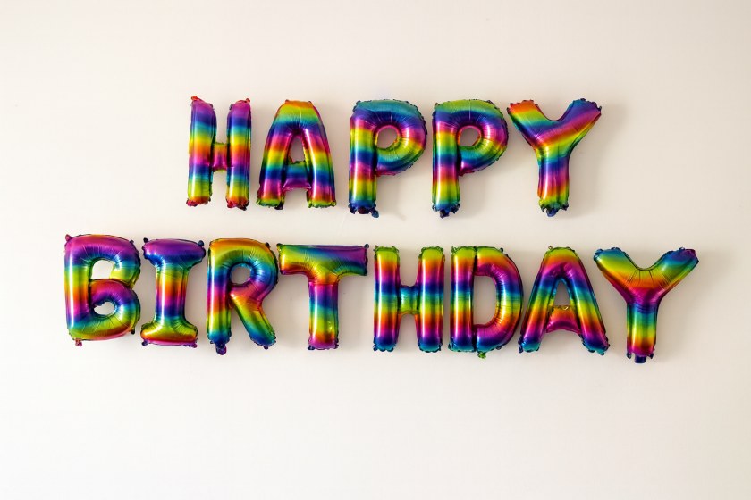 Парти балон - Happy Birthday - rainbow