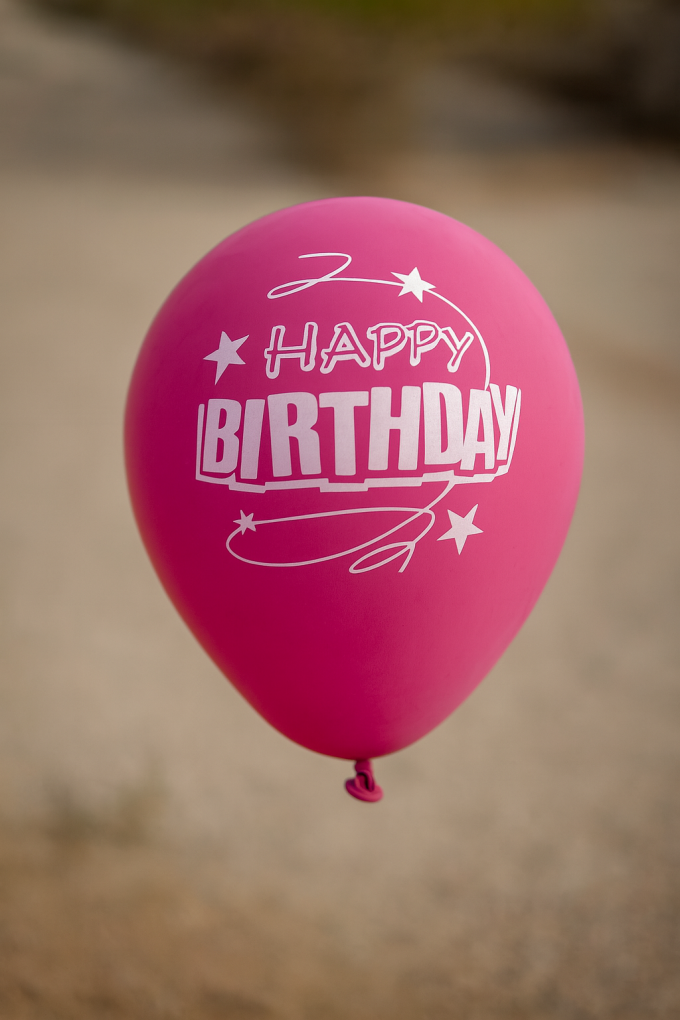 Парти балон - Happy Birthday - цикламен - 90 см.