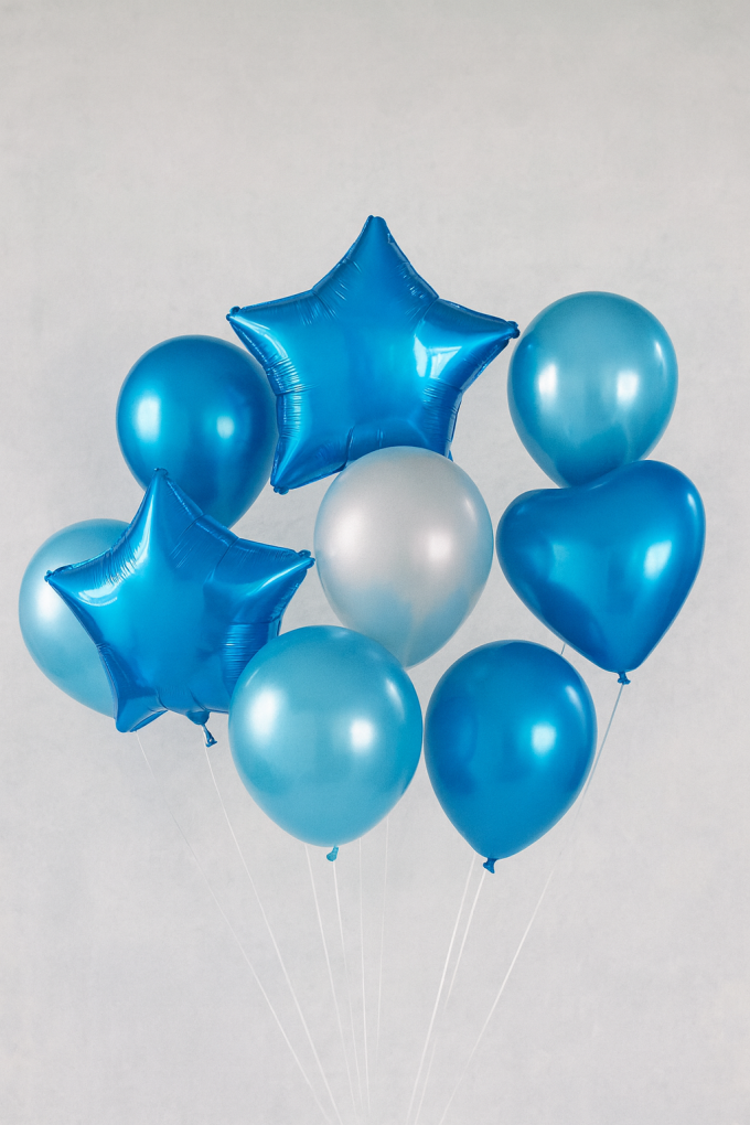 Парти балони - звезди, кръгли - сини - 10 бр.