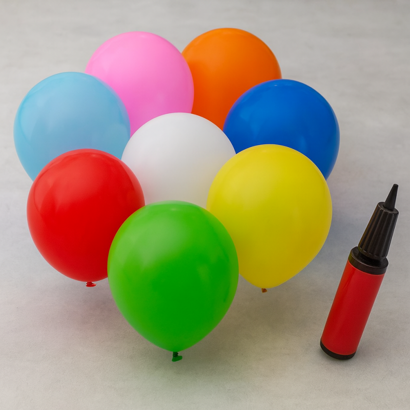 Парти балони - цветни - 30 см. - 25 бр. + помпа