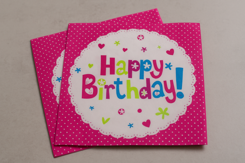 Парти салфетки - розови - Happy Birthday - 33 х 33 см. - 20 бр.