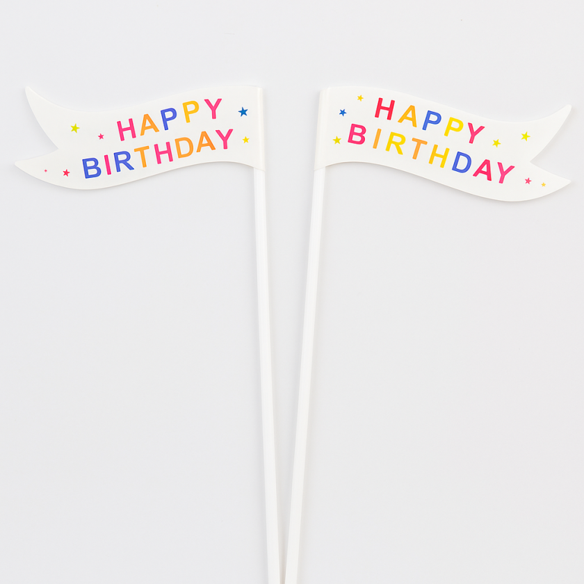 Парти клечки - флагчета - Happy Birthday - 10 бр.