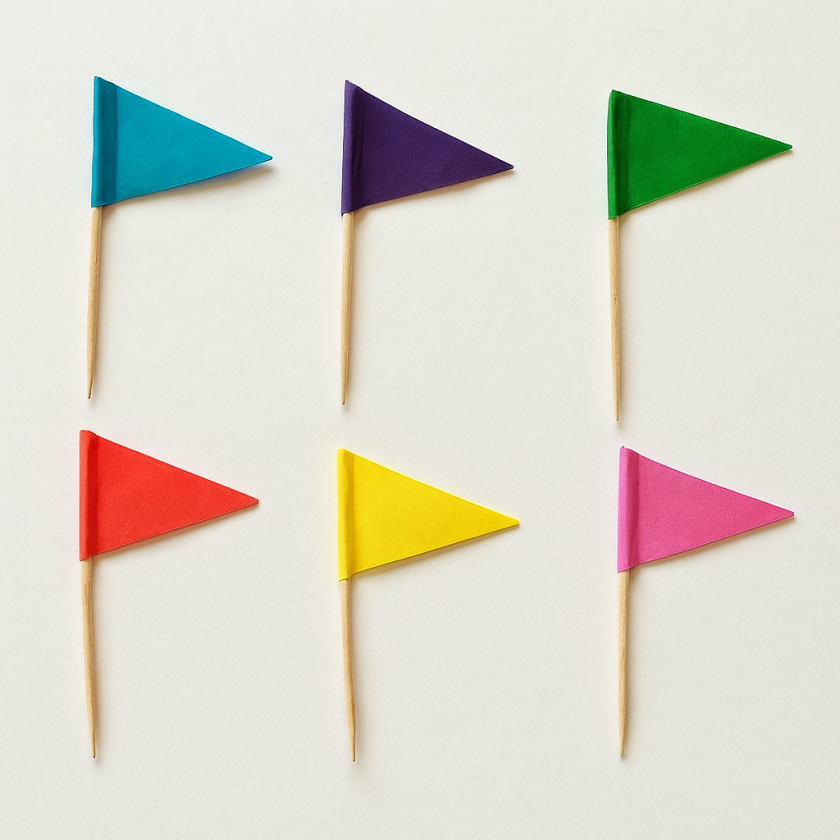 Парти клечки - цветни флагчета - 25 бр.