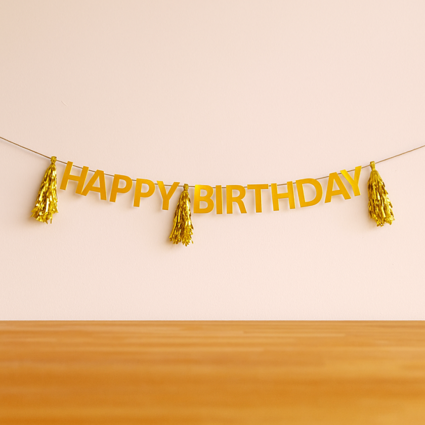 Парти гирлянд - флагчета - Happy Birthday - златист - 3 м.