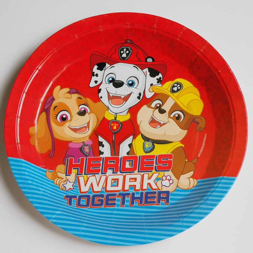 Парти чинии - PAW PATROL - картонени - 23 см. - 6 бр.