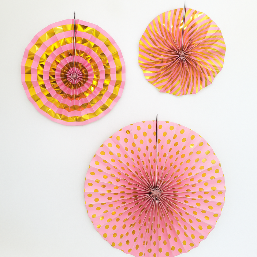 Парти декорации - розови - 3 бр.