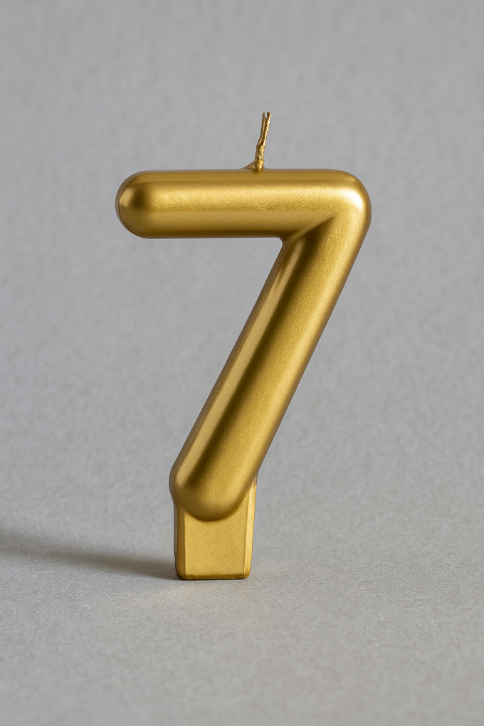 Свещ за торта - цифра 7 - златиста