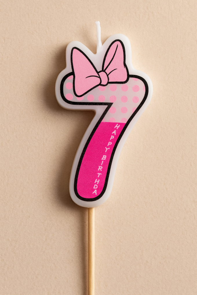 Свещ за торта - цифра 7 - розова