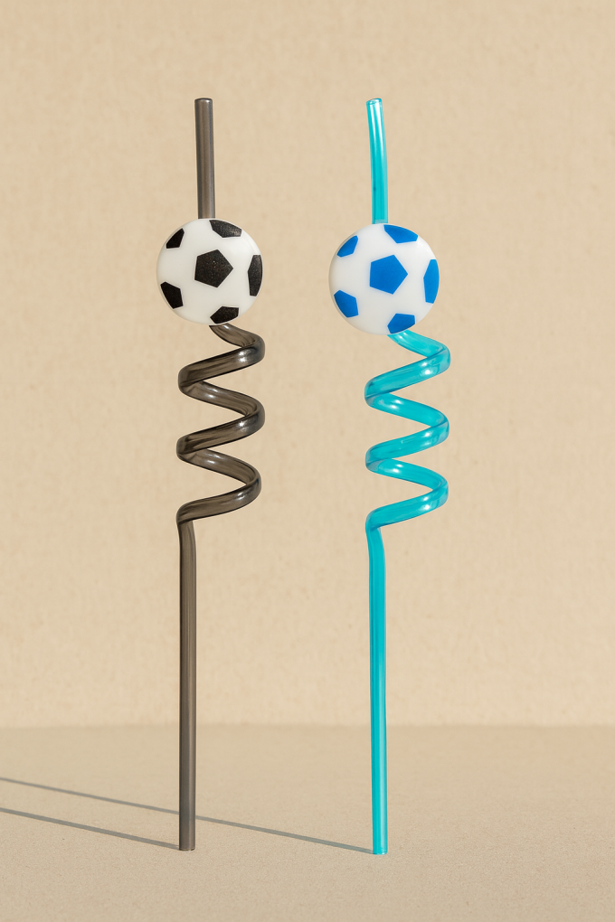 Парти сламки - футбол - пластмасови - 2 бр.