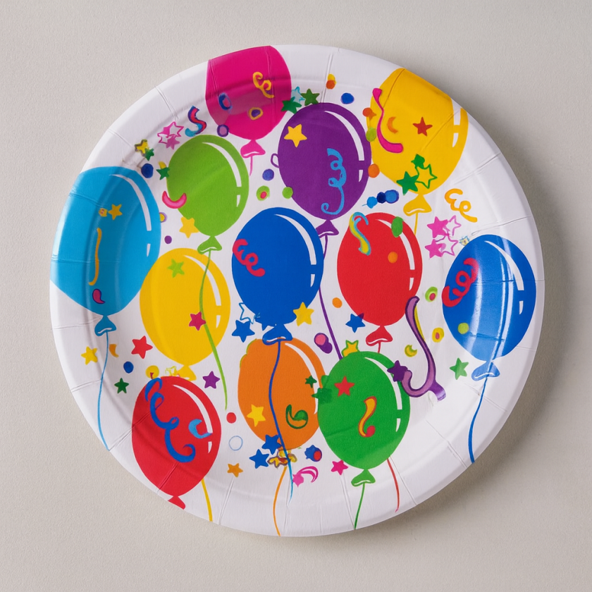 Парти чинии - балони - картонени - 18 см. - 10 бр.