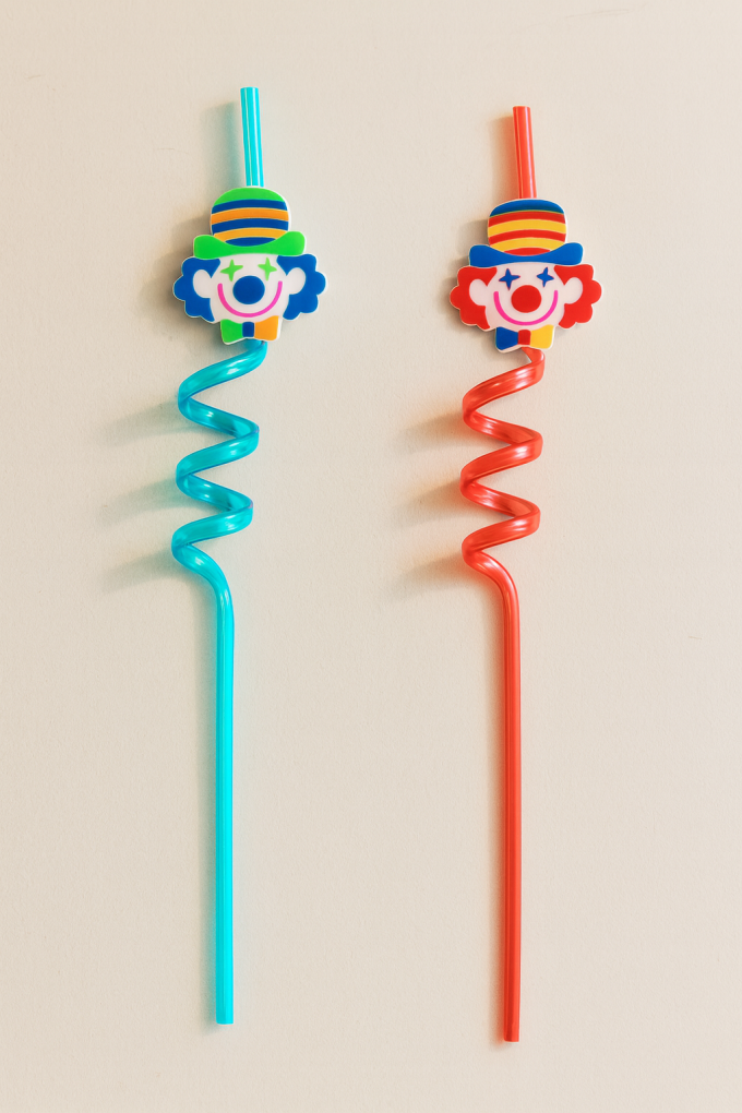 Парти сламки - клоун - пластмасови - 2 бр.