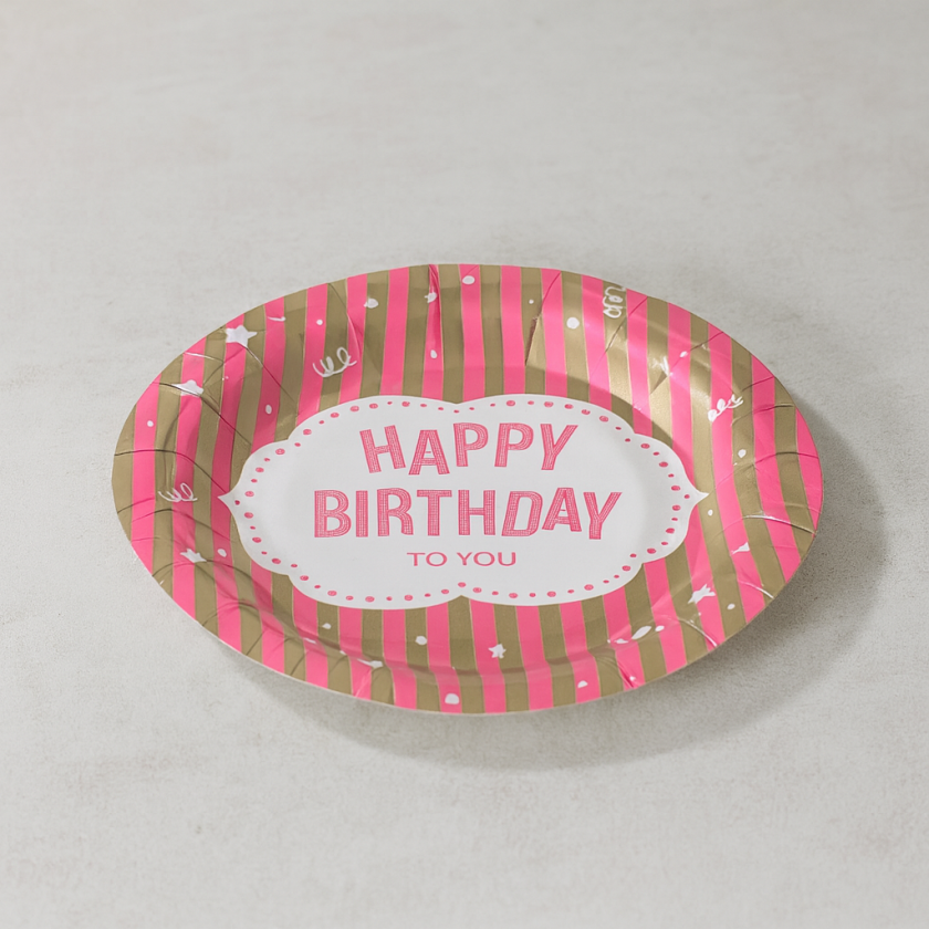 Парти чинии - райе - картонени - 23 см. - 6 бр.