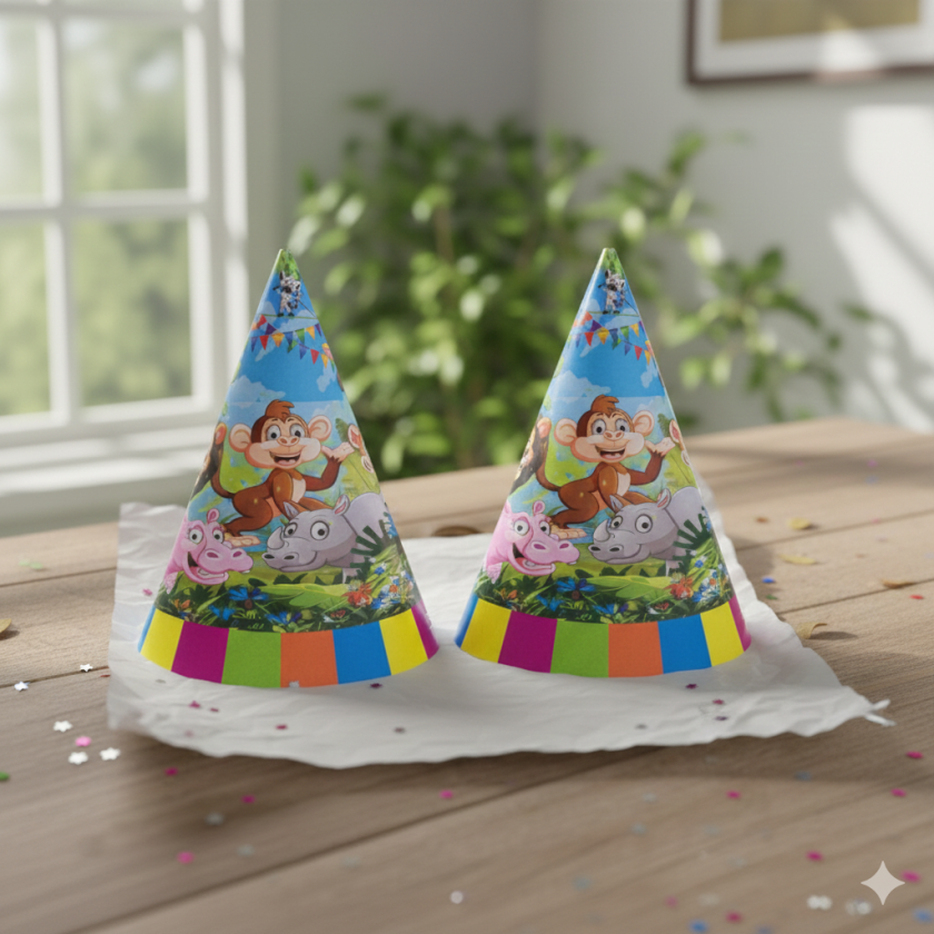 Парти шапки - животни - 6 бр.