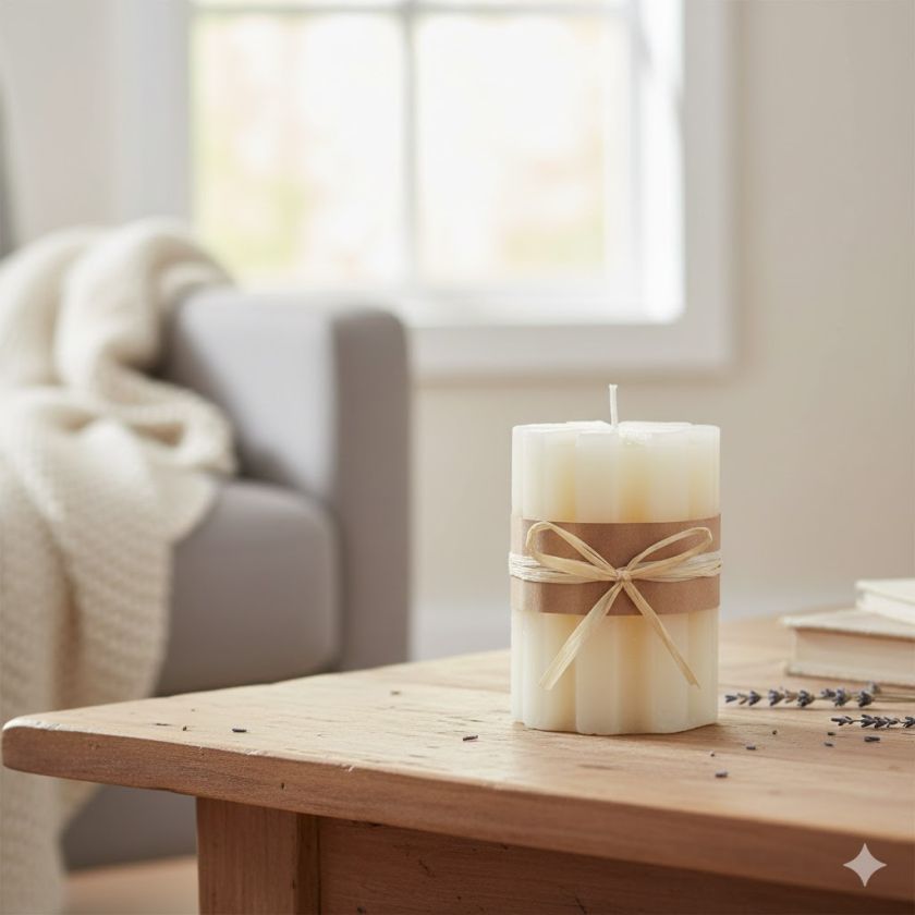 Декоративна свещ цвете - слонова кост - 258 гр.