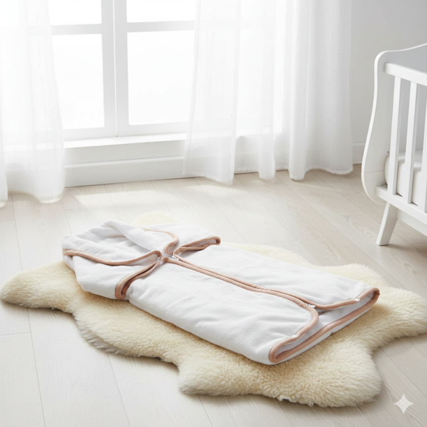 Шалте за бебешко легло - халат - бяло - 80 х 90 см.