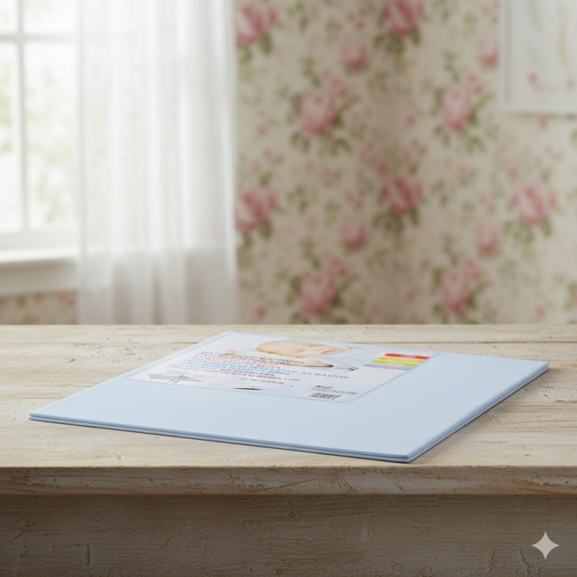 Непромокаем протектор за бебешко легло - син - 70 х 140 см.