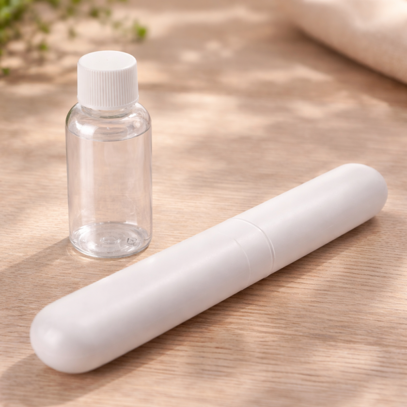 Кутия за четка за зъби и флакон за вода за уста