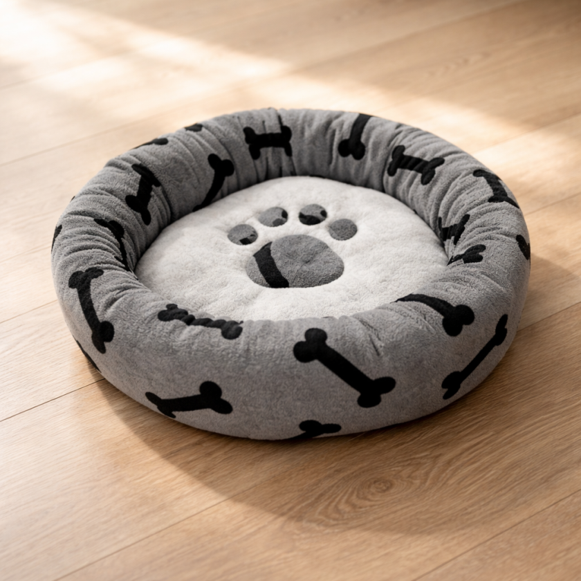 Кръгло меко легло за куче - Сив - 2 размера 60(80) x 13 см.