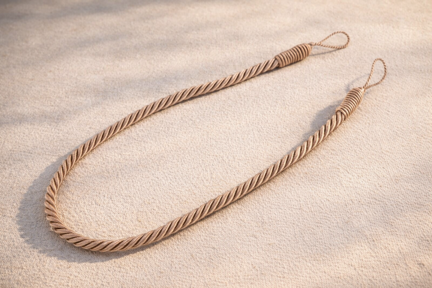 Декоративно въже за завеси - усукано - бежово - 74 см.