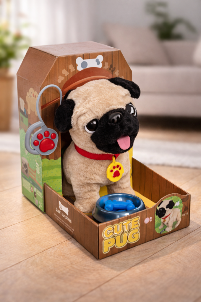 Детска играчка Ходещо куче със светлини - Кафяво - 29 x 20 x 30 см.