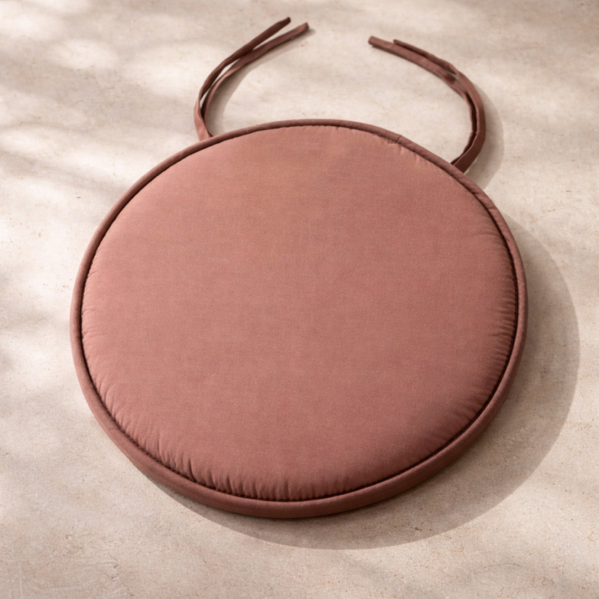 Декоративна възглавница за стол - кръгла - кафява - 38 см.