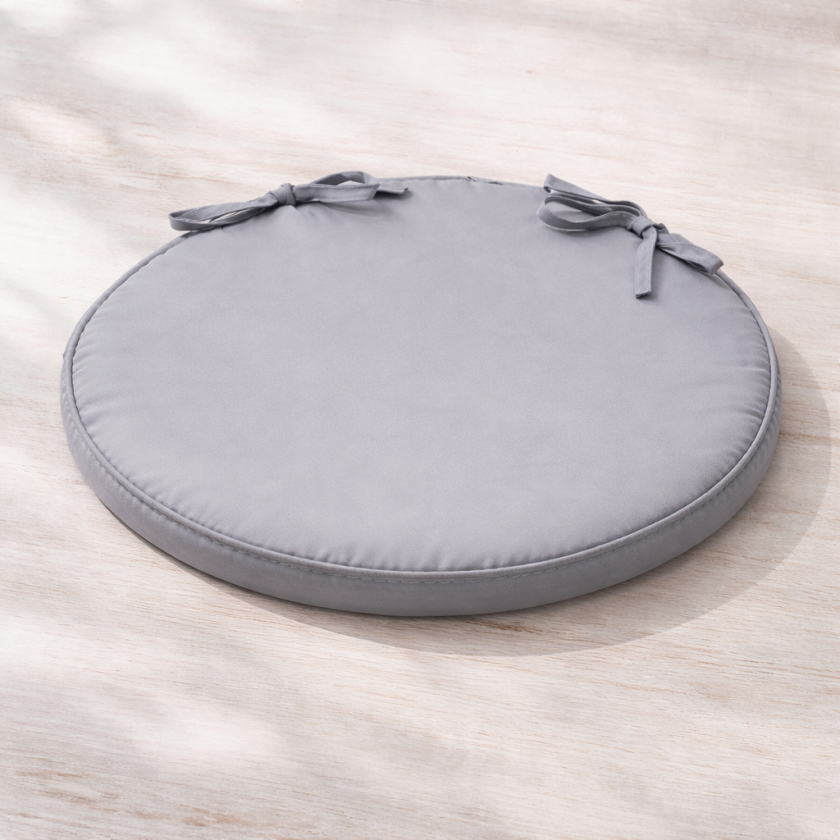 Декоративна възглавница за стол - кръгла - сива - 37 см.