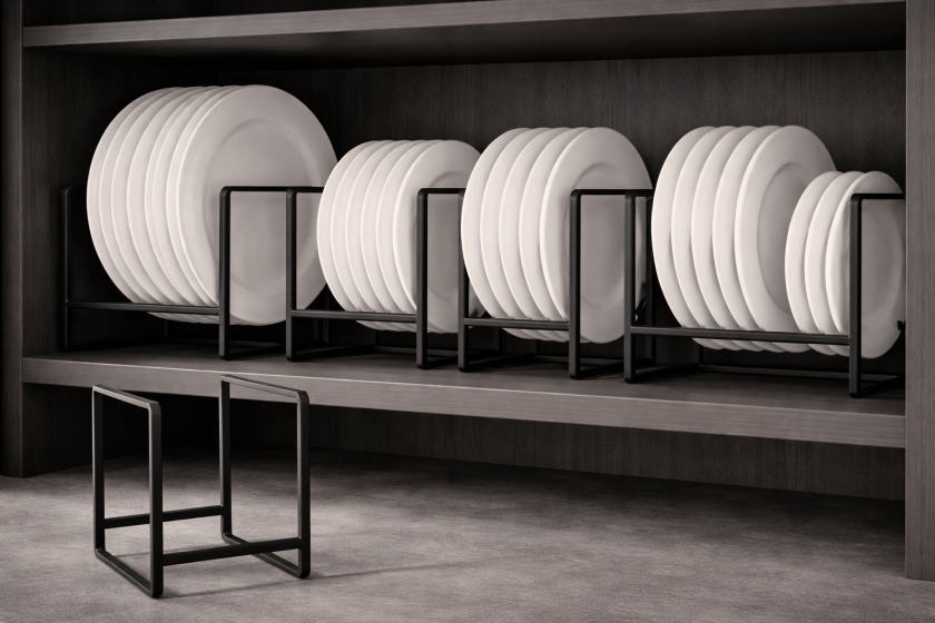 Метална поставка за чинии - Черна - 16 х 15 х 20,3 см.