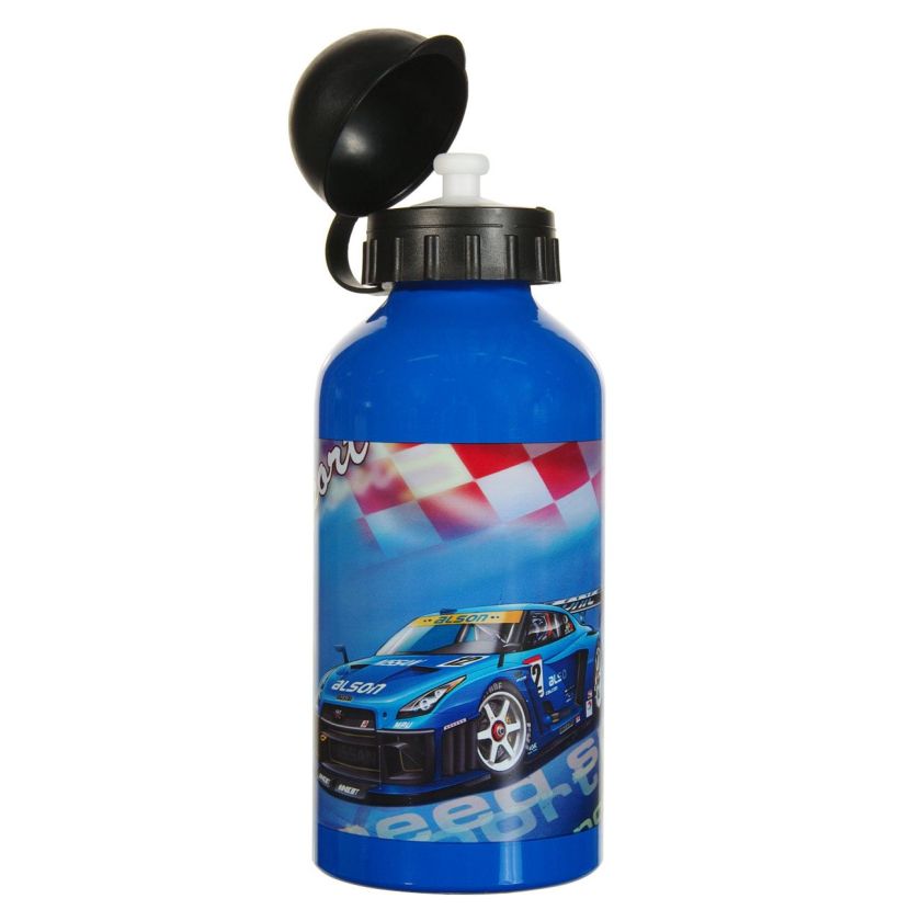 Алуминиева бутилка за вода Автомобил (синя) - 500 мл.