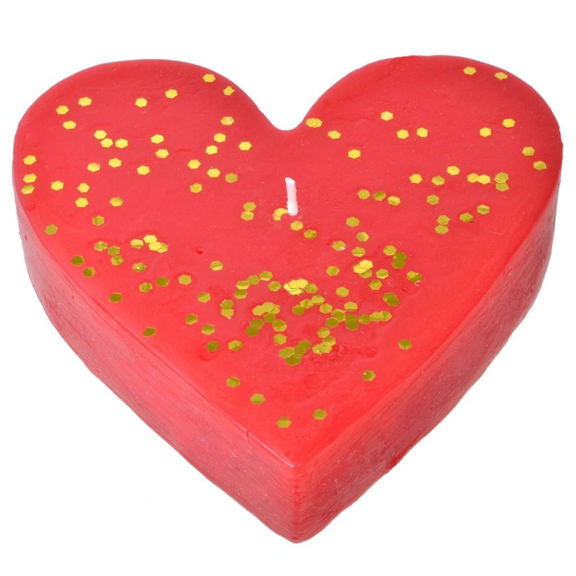 Декоративна свещ сърце - червена