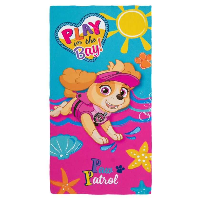 Детска плажна кърпа - цикламена - PAW PATROL