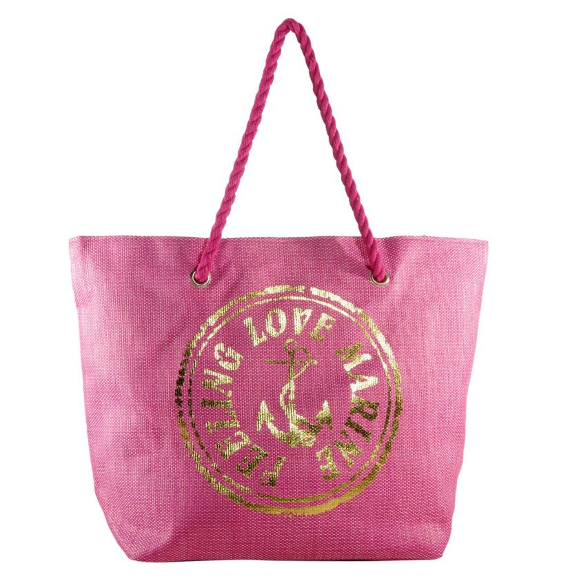 Плажна чанта - розова - котва