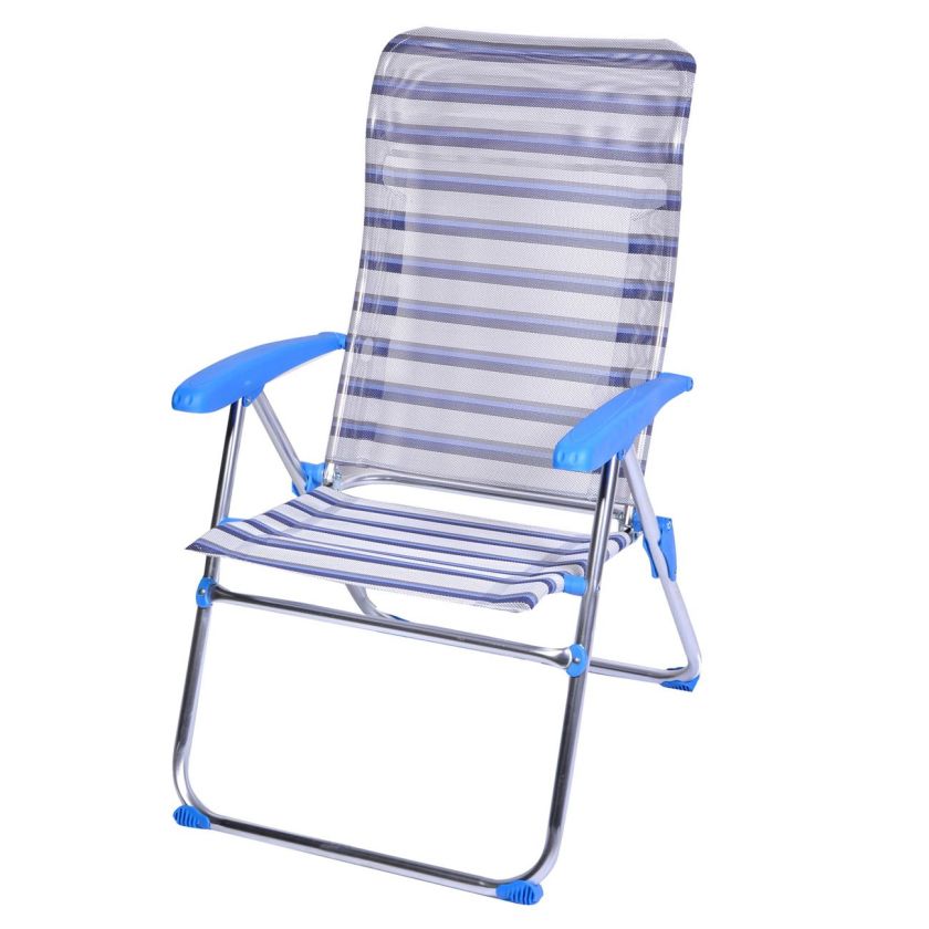 Плажен стол - сгъваем - синьо райе