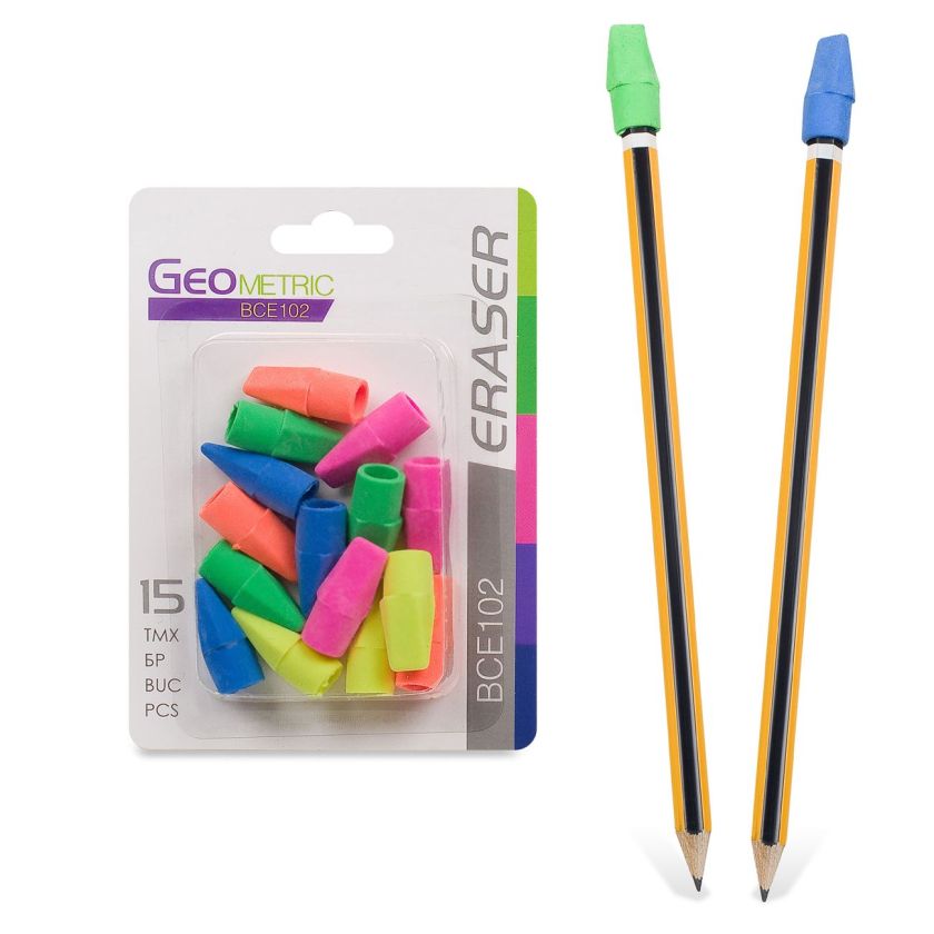 Гуми за молив - разноцветни - 15 бр.