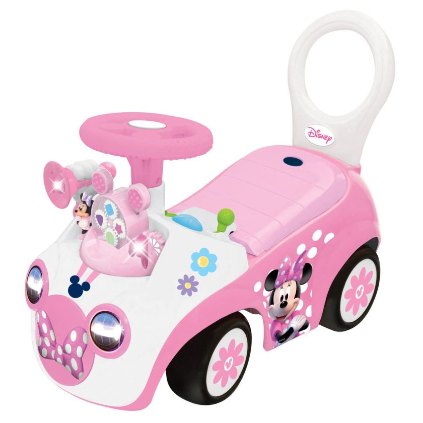 Детска кола за бутане - MINNIE - бяло и розово
