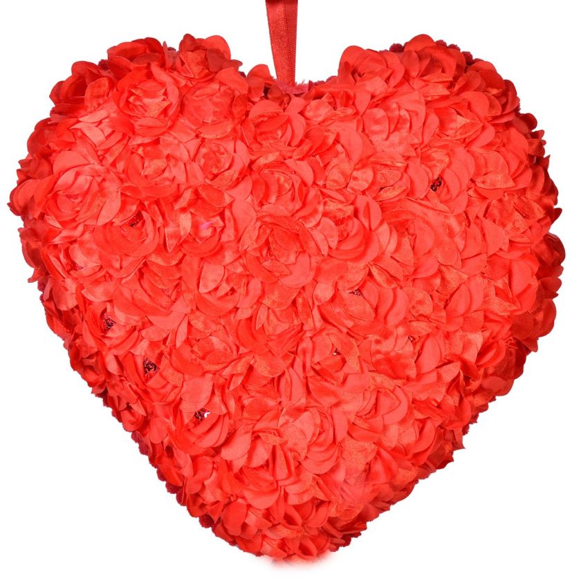 Декоративна възглавница - сърце от рози - 37 см.