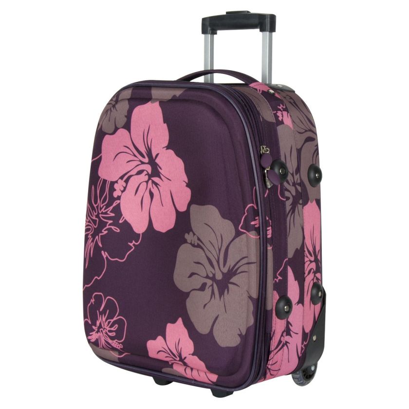 Куфар с колелца - лилав - цветя - 71 lt
