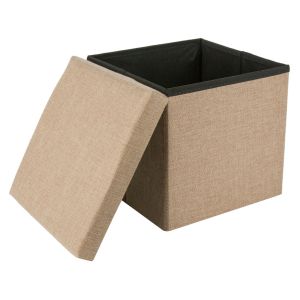 Табуретка-кутия за съхранение - екрю - 30 х 30 х 30 см.