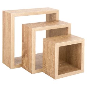 Рафт за стена - дървен - квадратен - скрити подпори - 3 бр.