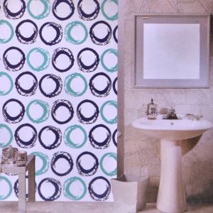 Завеса за баня - сини кръгове - 180 х 180 см.