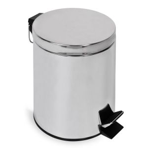 Кош за отпадъци за баня - метален - сребрист - 5 л.